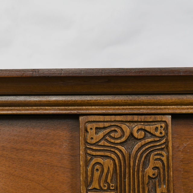 Wood Bassett Aztec 6 Drawer Low Dresser in Mayan Walnut Finish For Sale - Image 7 of 14