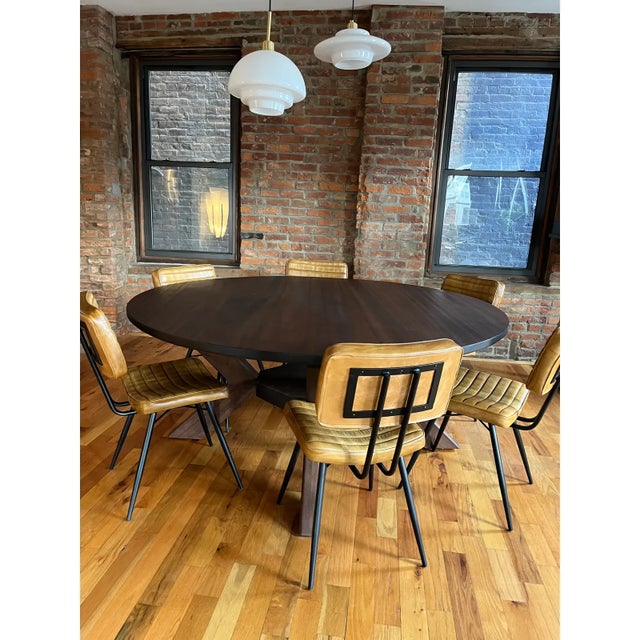 Plastic Mid-Century Modern Inpired Industiral Dining Chairs in Camel For Sale - Image 7 of 10