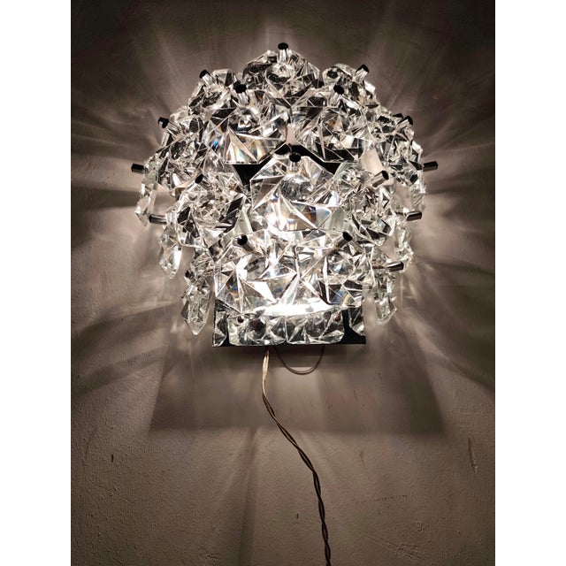 Silver German Crystal Wall Sconce, 1970s For Sale - Image 8 of 12