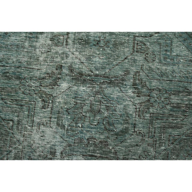 Tabriz Runner 2’5” X 9’6” Blue Wool Vintage Overdyed Hand-Knotted Rug For Sale - Image 4 of 13