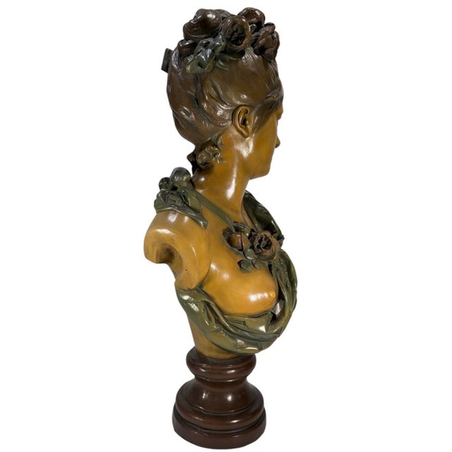 French Carrier-Belleuse Patinated Plaster Female Bust For Sale - Image 3 of 7