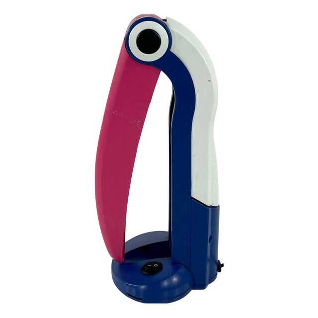 Blue and Pink Toucan Lamp attributed to H.T. Huang for Huanglite, 1980s For Sale