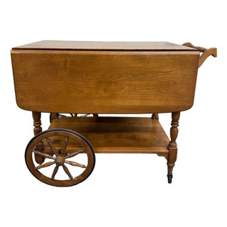 Vintage Ethan Allen Baumritter Solid Maple Drop Leaf Tea Cart For Sale