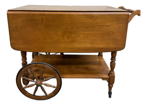 Vintage Ethan Allen Baumritter Solid Maple Drop Leaf Tea Cart