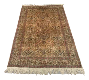 Vintage Turkish Silk Handmade Rug in Pink, Blue & Green, Kayseri