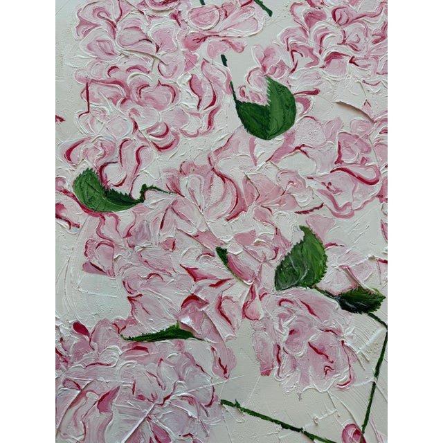 Modern Spring in Full Bloom High Textured Acrylic Impasto Painting, Ivory, Blush, Green For Sale - Image 3 of 18