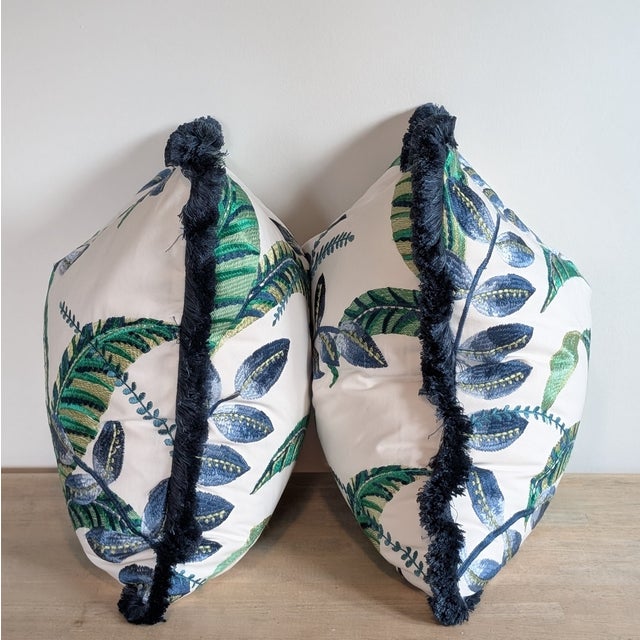 Traditional Stroheim Irene Oceanside Embroidered Pillows With Brush Fringe For Sale - Image 3 of 7