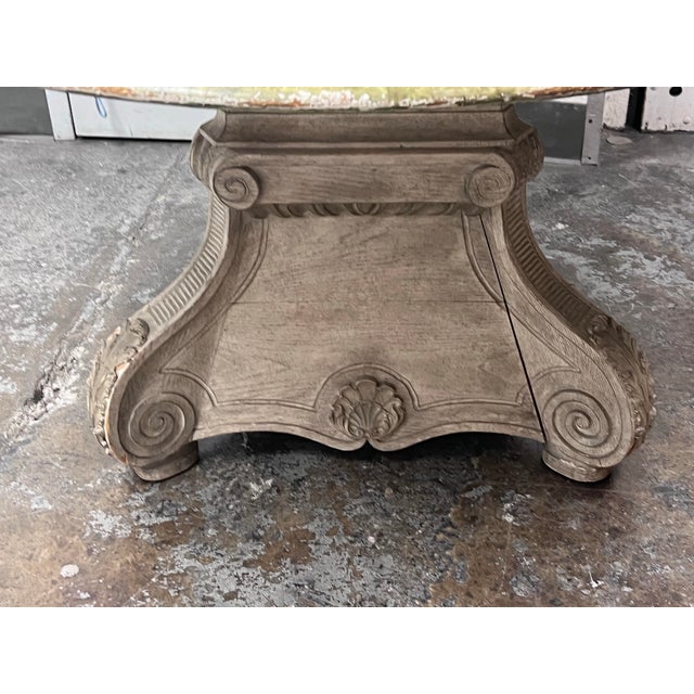 Green I Magnin Hand-Painted Faux Marble With Glass Dining Table, 50 Inches For Sale - Image 8 of 12