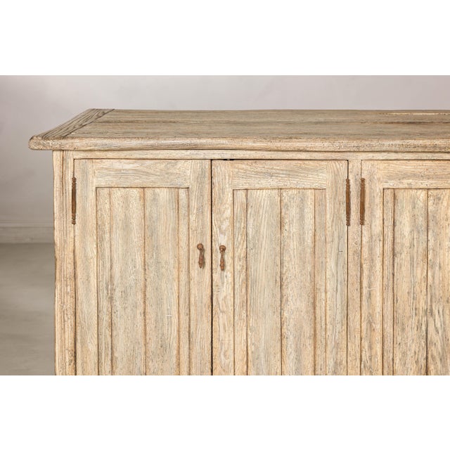Large Rustic Bleached Wood Six-Door Sideboard Media Cabinet For Sale - Image 16 of 18