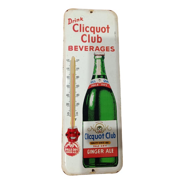Premium Vintage Style Clicquot Club Ginger Ale Advertising Thermometer Sign For Sale