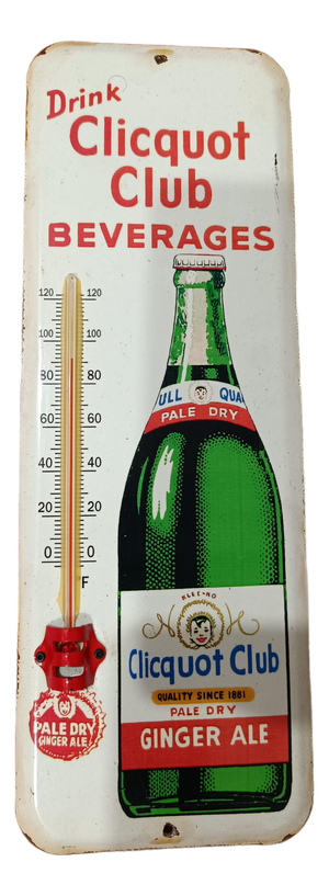 Premium Vintage Style Clicquot Club Ginger Ale Advertising Thermometer Sign