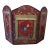 Vintage French Country Red Ornate Rooster Design With Basket Fire Screen For Sale