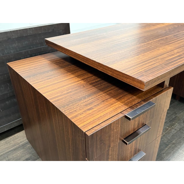 Custom Designed Zebra Wood Office Desk For Sale - Image 11 of 12