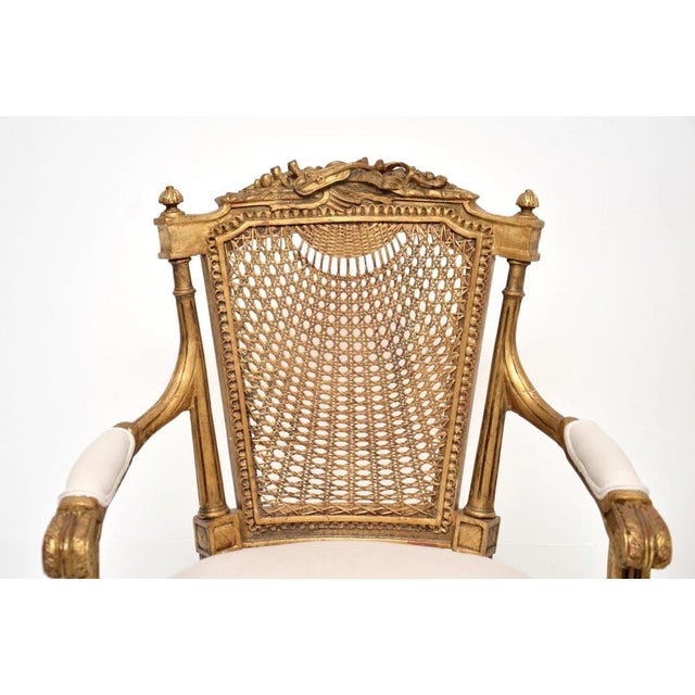 Wood Antique French Gilt Wood Salon Armchairs, 1890s, Set of 2 For Sale - Image 7 of 14