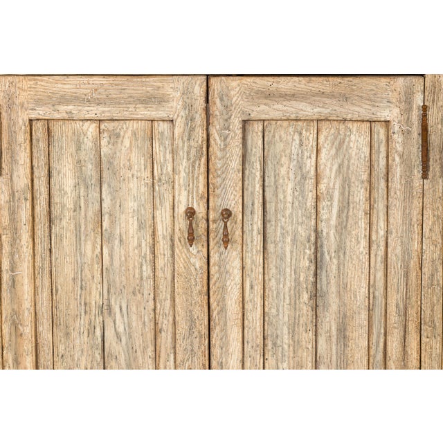 Large Rustic Bleached Wood Six-Door Sideboard Media Cabinet For Sale - Image 4 of 18