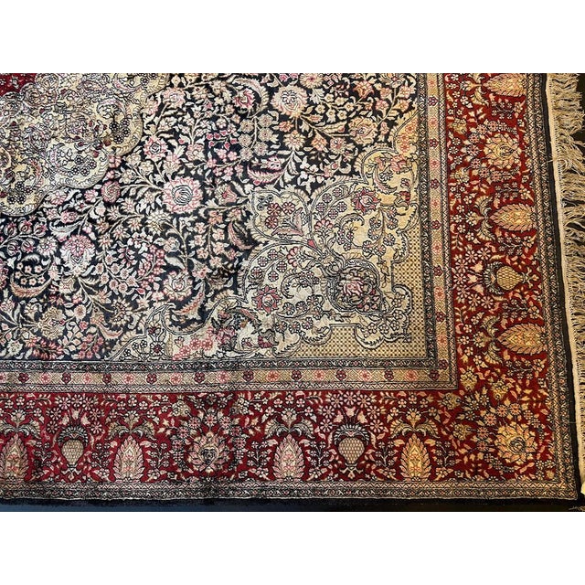 Textile Vintage Black Ground Kashmiri Area Rug - 8' X 10' For Sale - Image 7 of 10