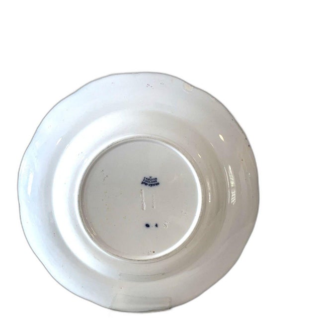 VICTORIAN CAULDON ENGLAND FLOW BLUE FLORAL SOUP BOWLS GILDING ENGLISH IRONSTONE H9617 LATE 1800S * Origin: England *...