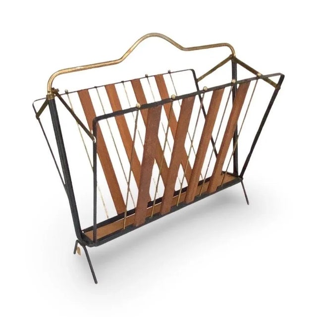 Mid Century Italian Folding Magazine Rack '50s Metal And Teak Wood ...