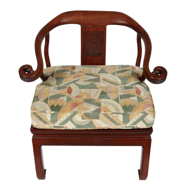 Early 20th Century Almost Pair of Rosewood Horseshoe Chairs For Sale - Image 5 of 5