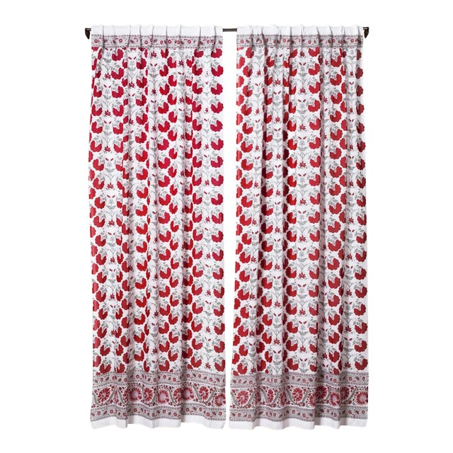 Janvi 45" X 84" Red Curtain For Sale