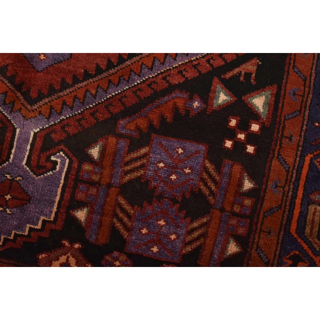 Hamedan Rug 4’6” X 8′ Red Wool Vintage Tribal Hand-Knotted Oriental Carpet For Sale - Image 4 of 13