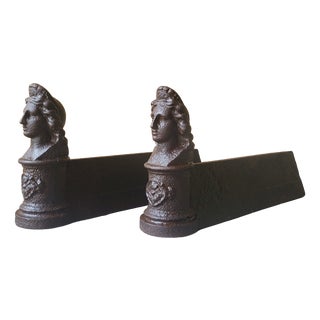 Cast Iron Andirons, 1890s, Set of 2 For Sale