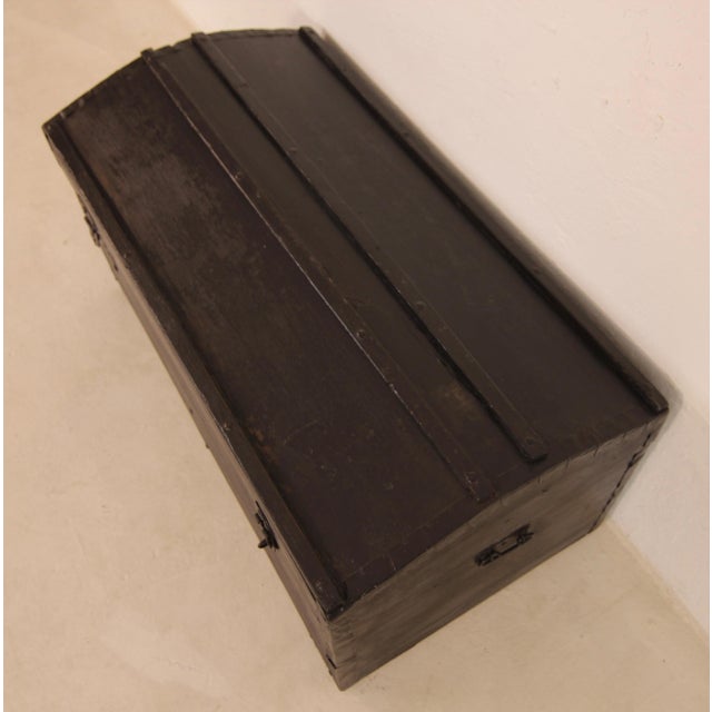 Vintage Steamship Black Trunk, 1920s For Sale - Image 6 of 18