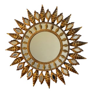 Wrought Iron Sun Mirror, 1960s For Sale