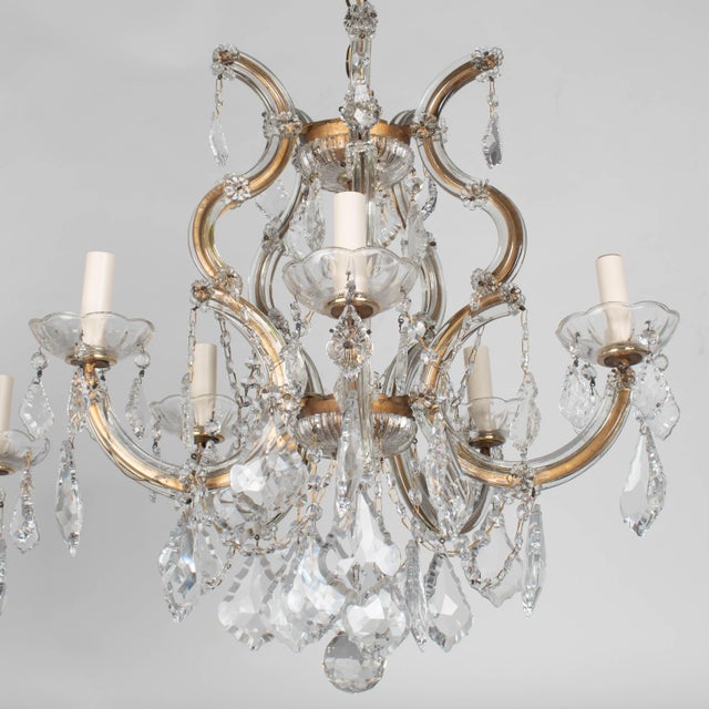 Transparent Mid 20th Century Maria Theresa Crystal Chandelier Pair For Sale - Image 8 of 16