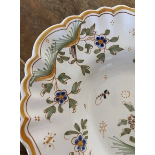 Mid 20th Century Vintage Mid 20th Century French Hand Painted Moustiers Whimsical Platter Green and Gold For Sale - Image 5 of 6