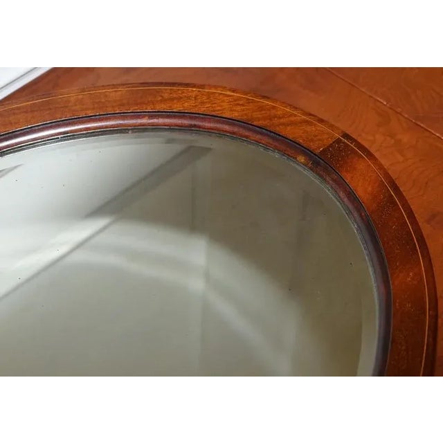 Antique Edwardian Oval Wall Beveled Mirror, 1910s For Sale - Image 4 of 10