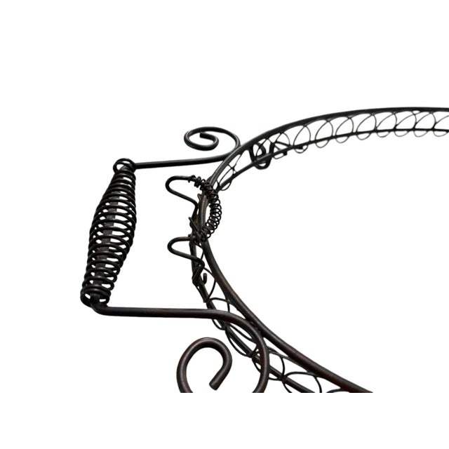 Late 1990s Portuguese Embossed Ceramic Tray With Wrought Iron Stand, Set of 2 For Sale - Image 9 of 10