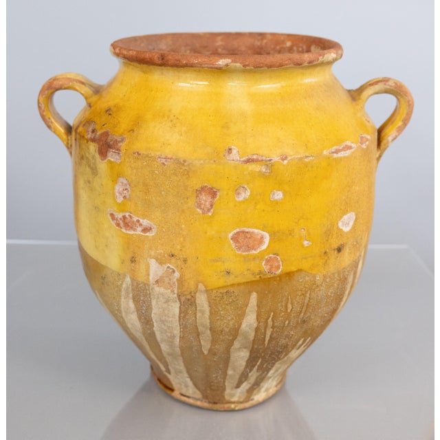 Yellow Large 19th Century French Glazed Yellow Confit Pot For Sale - Image 8 of 8