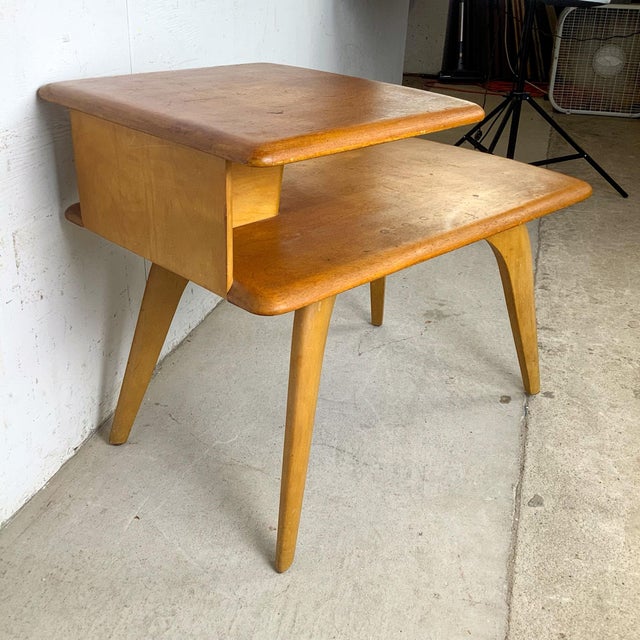 Mid 20th Century Heywood-Wakefield Birch Step End Table in Wheat Finish For Sale - Image 5 of 12
