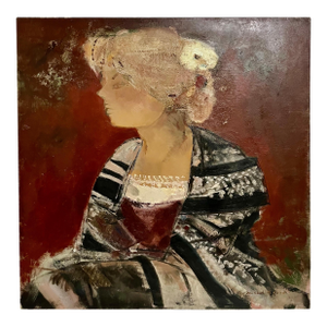 Michel Rodde20th Century Abstract Portrait of Lady "La Dame a la Fleur Blanche" Michel Rodde, c. 20th Century