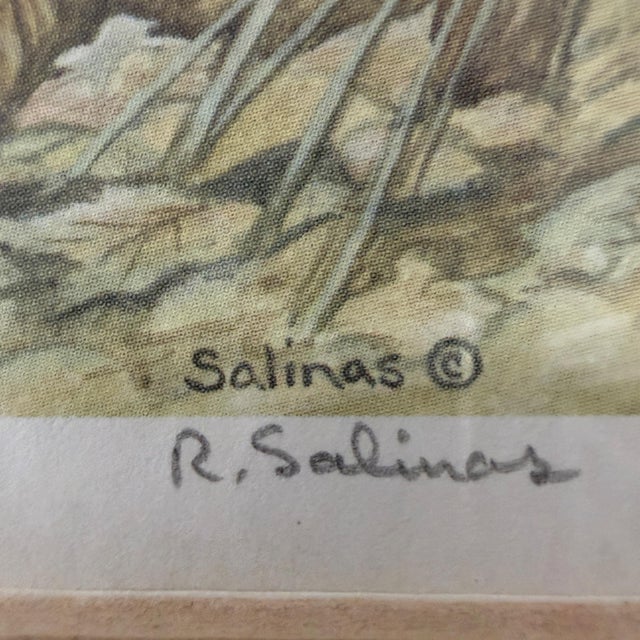 Vintage R. Salinas Signed, Numbered Print Lithograph of Two Golden Retrievers For Sale - Image 4 of 5
