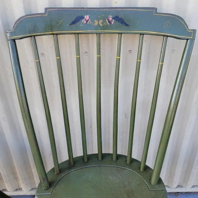 Paint 19Thc Original Paint Decorated Step Down Windsor Chairs -4 For Sale - Image 7 of 9