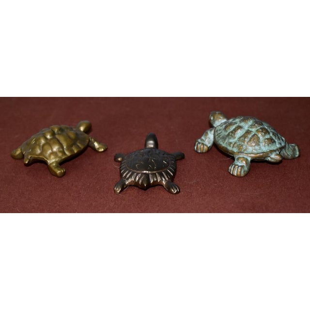 Vintage (1970's) Set of Three Assorted Turtle Figures made of Brass & Bronze. The Measurements: 3"W x 2"D x .50"H / Brass:...
