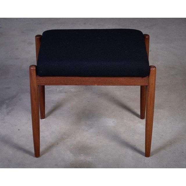 1960s Vintage Danish Teak Stool with Black Fabric, 1960s For Sale - Image 5 of 8