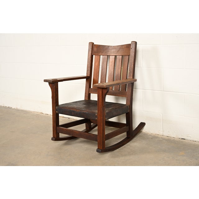 Gustav Stickley Antique Mission Oak Arts & Crafts Rocking Chair, Circa 1910 For Sale - Image 13 of 13