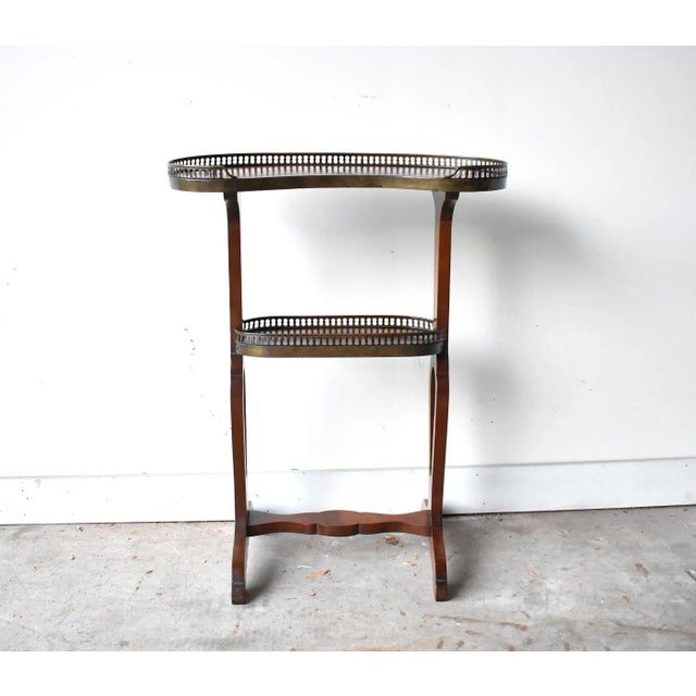 Metal Antique French Rognon Parquetry & Galleried Side Table For Sale - Image 7 of 10