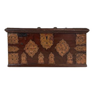 19th Century Antique English Copper and Oak Storage Box For Sale
