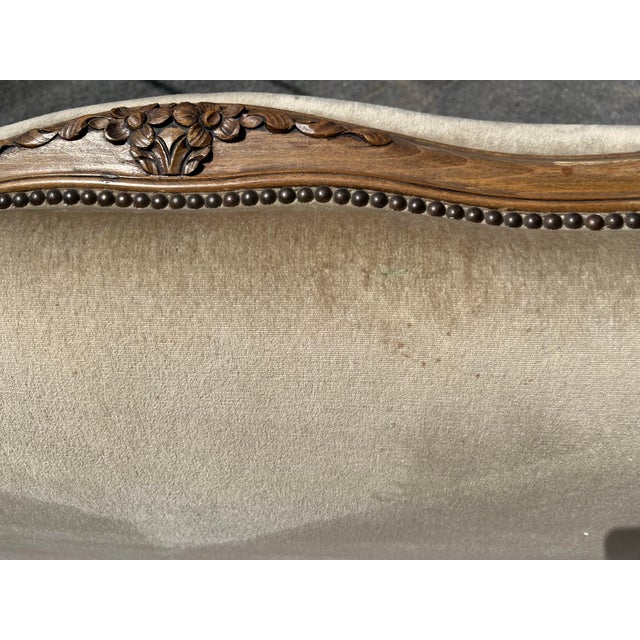 French Upholstered Carved Wood Daybed For Sale - Image 9 of 12