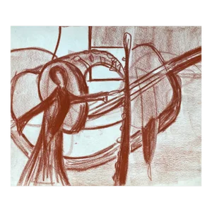 1950s Mid Century Musical Drawing by Virginia Spencer