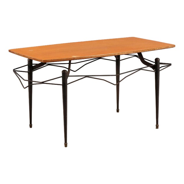 Vintage Teak and Lacquered Metal Coffee Table, 1960s For Sale