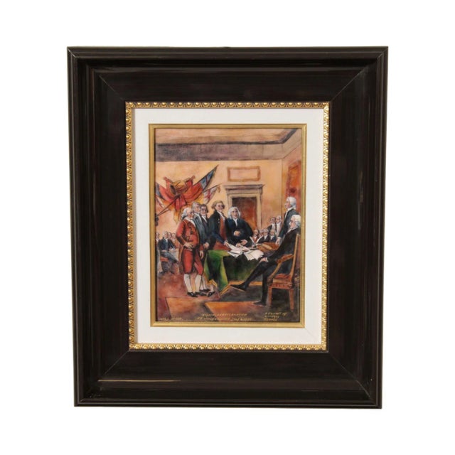 Pierre Bonnet 'Signing of Declaration of Independence' Limoges France Enamel Wall Plaque For Sale - Image 13 of 13