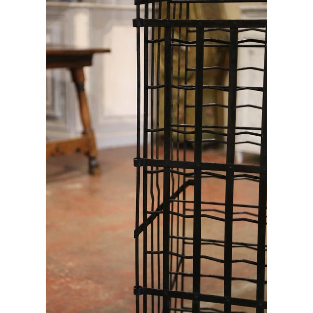 Metal 19th Century French Iron Wine Cage From Burgundy With Lock and Key For Sale - Image 7 of 9