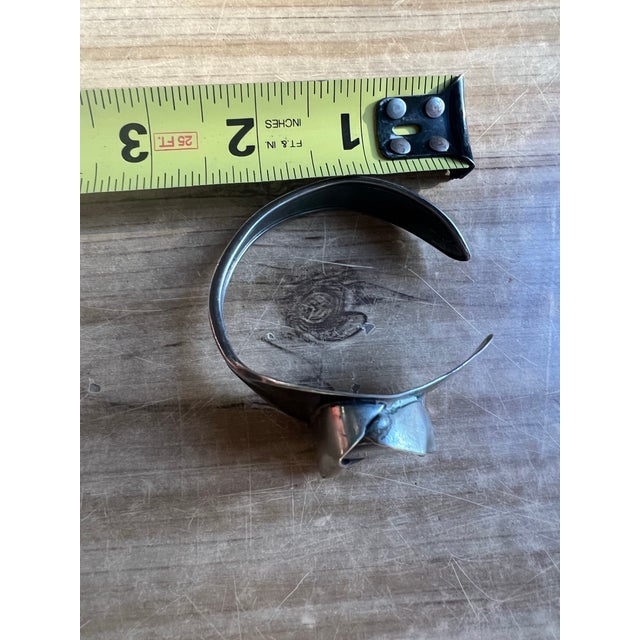 Small Vintage Roger and Sonaa Silver Wrist Cuff With Stone For Sale - Image 11 of 12