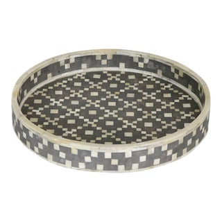 Round Gray Bone Inlay Tray For Sale