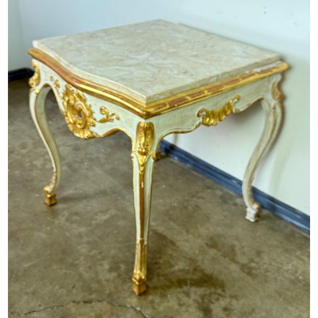 Italian Rococo Console Table, Giltwood & Marble Top, Mid-20th Century For Sale - Image 15 of 16